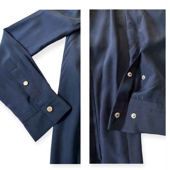 Diane Von Furstenberg Marianna Navy Silk Shirt Dress, Size 2 - Picture 10 of 13